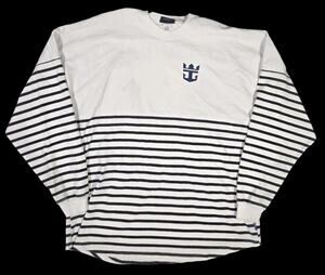 Royal Caribbean Spirit Jersey Shirt XL White Blue Streetwear Striped Pullover